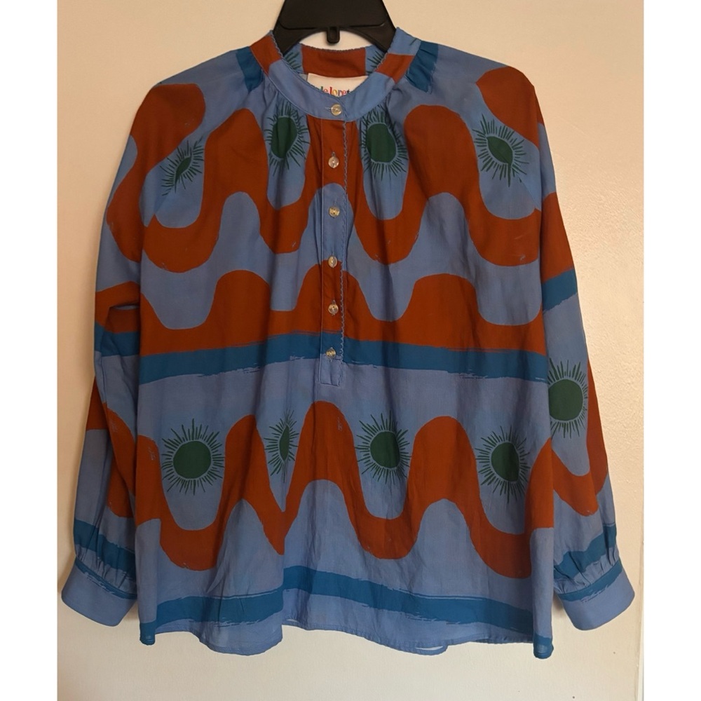 De Loreta Rétro Wave Cotton Oversized Blouse Size S